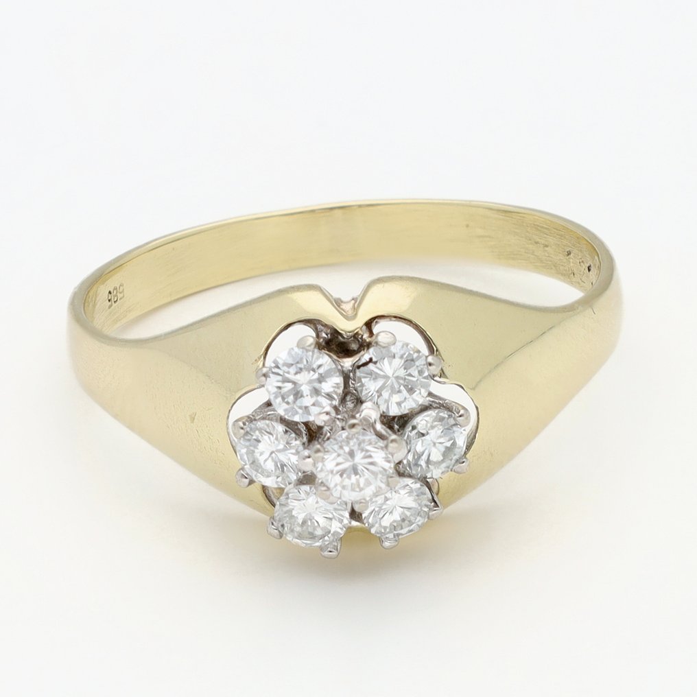 Ring - 14 karat Gulguld Diamant (Natur)  #1.0