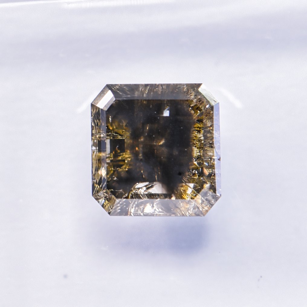 没有保留价 - 1 pcs 钻石 (天然色彩的) - 1.41 ct - 祖母绿 - Fancy dark 稍帶綠色的 灰色 - I2 内含二级 - 国际宝石研究院(IGI) - VG VG #2.1