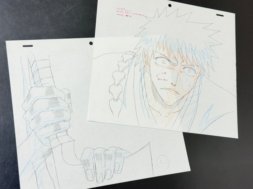 Studio Pierrot - 2 张黑崎一护的原始动画画稿（相同场景，彩色） - Bleach (2004/12) #3.2