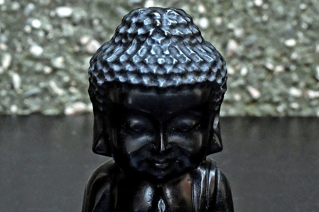 Υπέροχο μαύρο Όβιδιον Βούδας - Ύψος: 14.9 cm - Πλάτος: 8.5 cm- 912 g #1.0