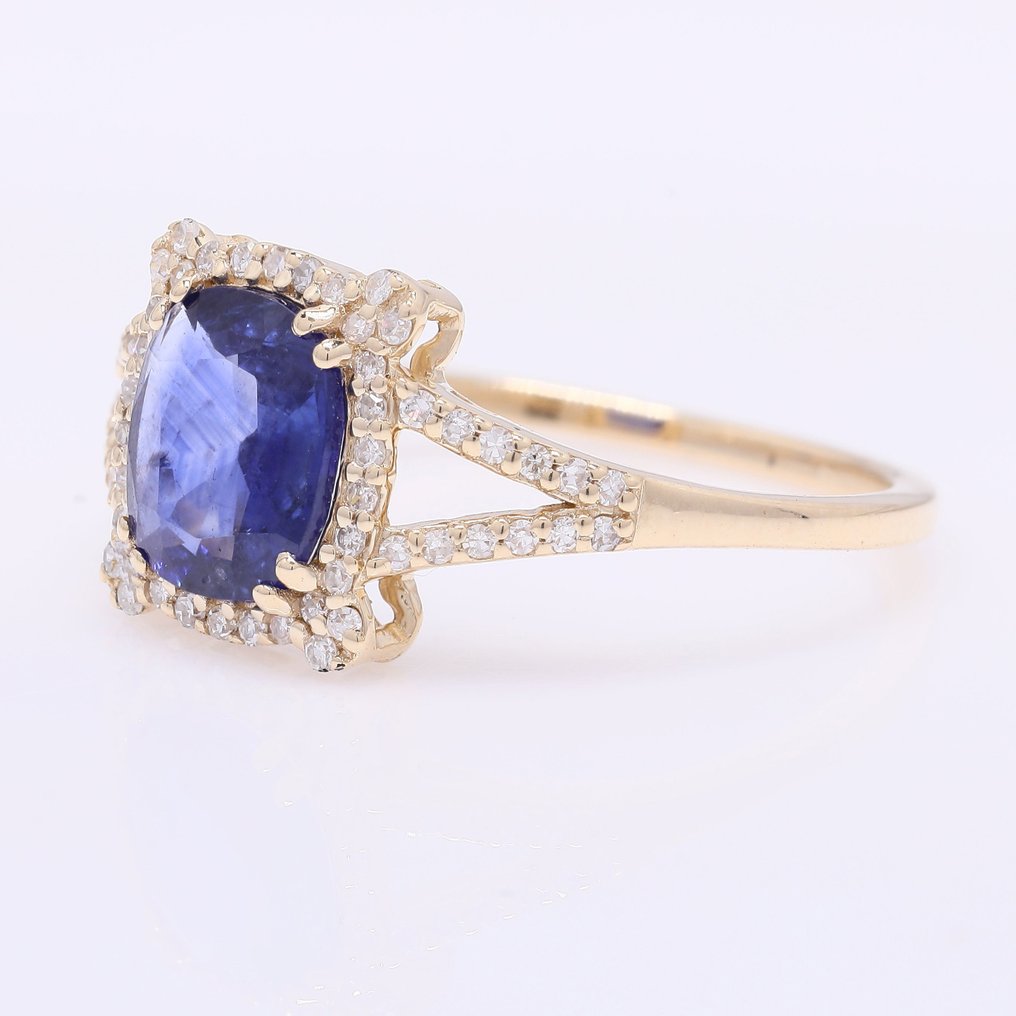 沒有保留價 - 戒指 - 14 克拉 黃金 - 1.49ct. tw. 藍寶石 - 鉆石 #2.1