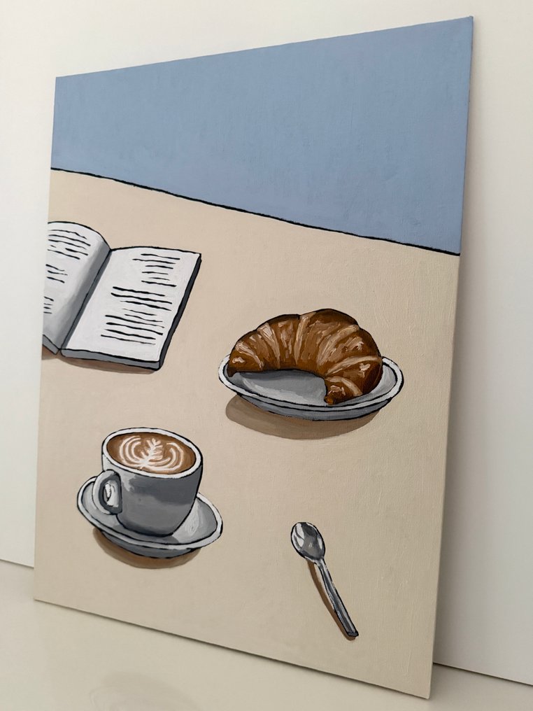 Cansu Rossi - Coffee and Book - Oil painting #2.1