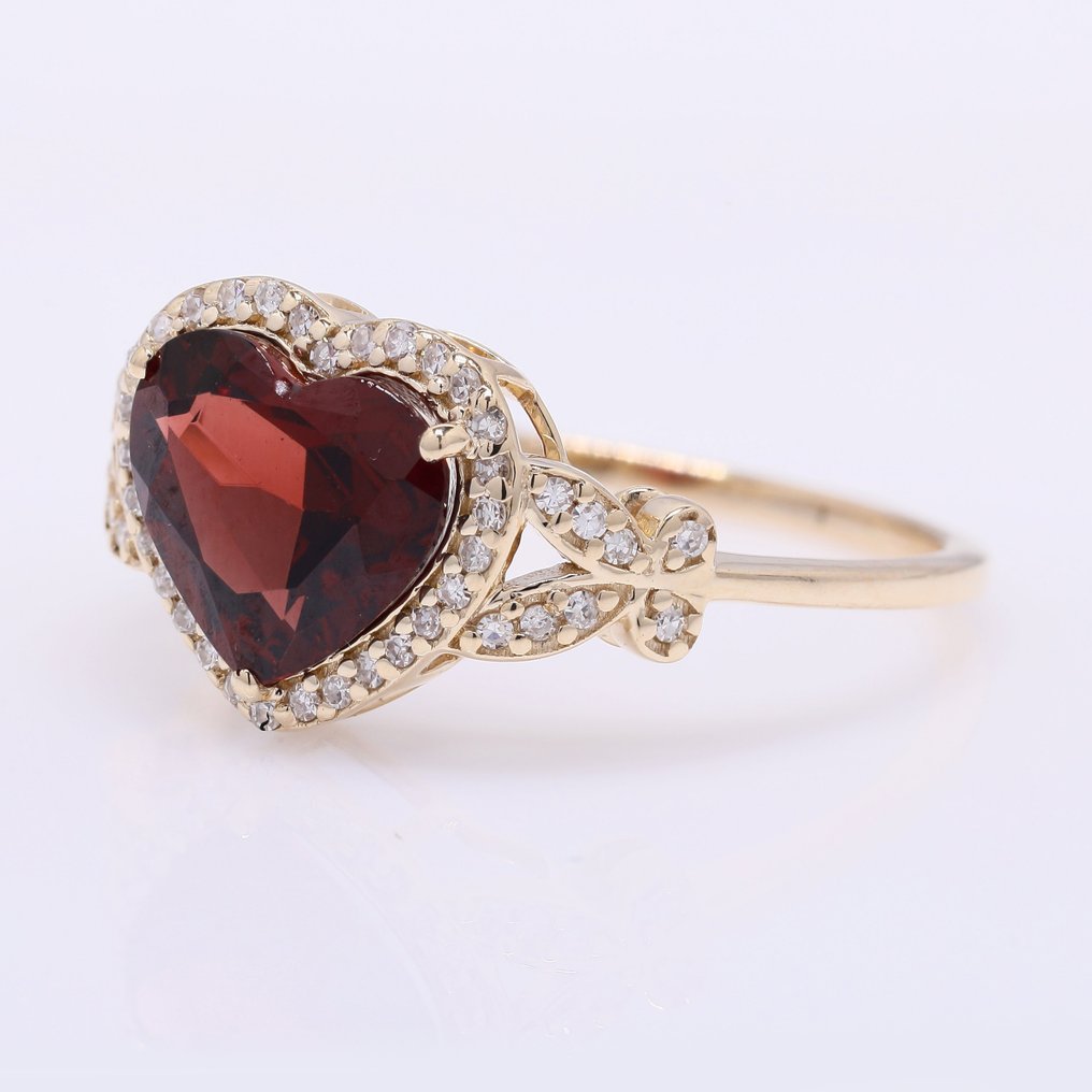 没有保留价 - 戒指 - 14K包金 黄金 - 2.13ct. tw. 石榴石 - 钻石 #2.1