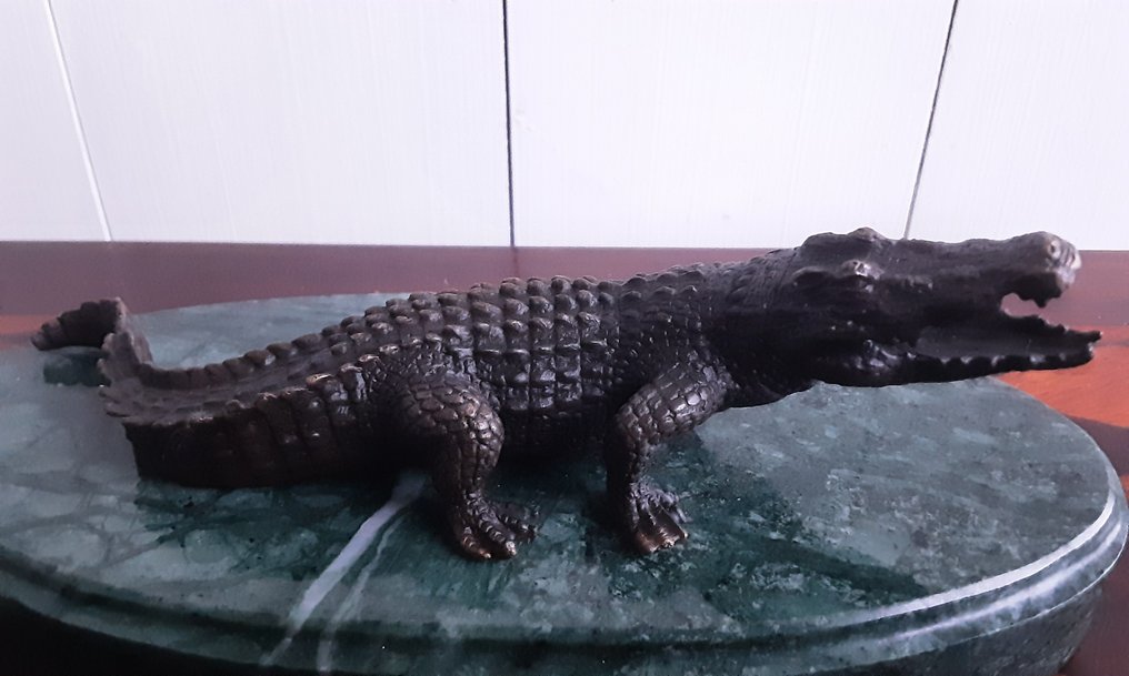 Statue, Krokodil 22cm - 7 cm - bronze marble #2.1