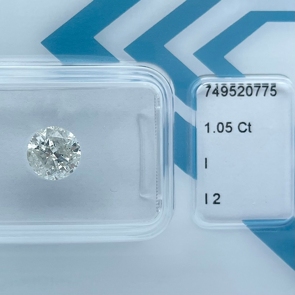 没有保留价 - 1 pcs 钻石  (天然)  - 1.05 ct - 圆形 - I - I2 内含二级 - 国际宝石研究院（IGI） #1.0