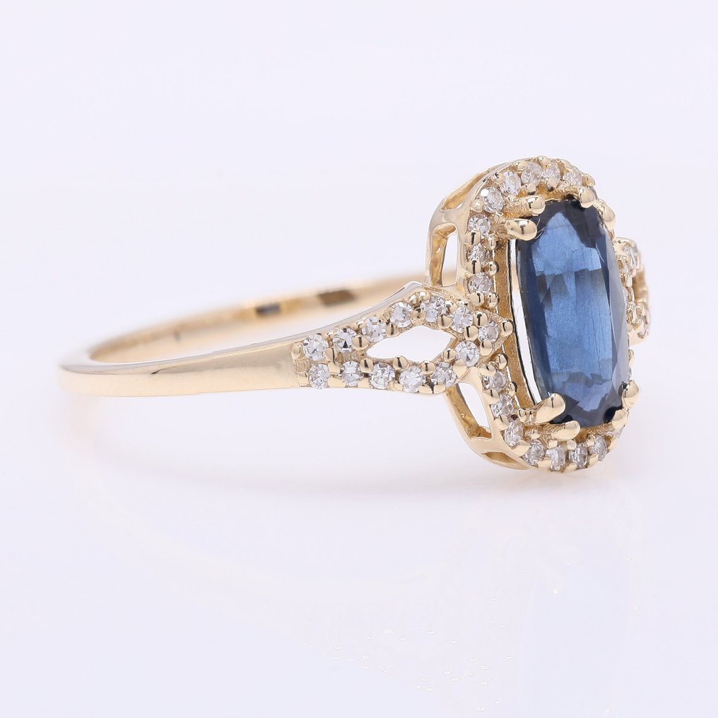 沒有保留價 - 戒指 - 14 克拉 黃金 -  1.22ct. tw. 藍寶石 - 鉆石 #1.0