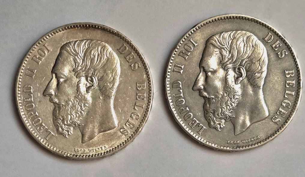 比利时. 利奥波德二世. 5 Francs 1870/1872  (没有保留价) #1.0