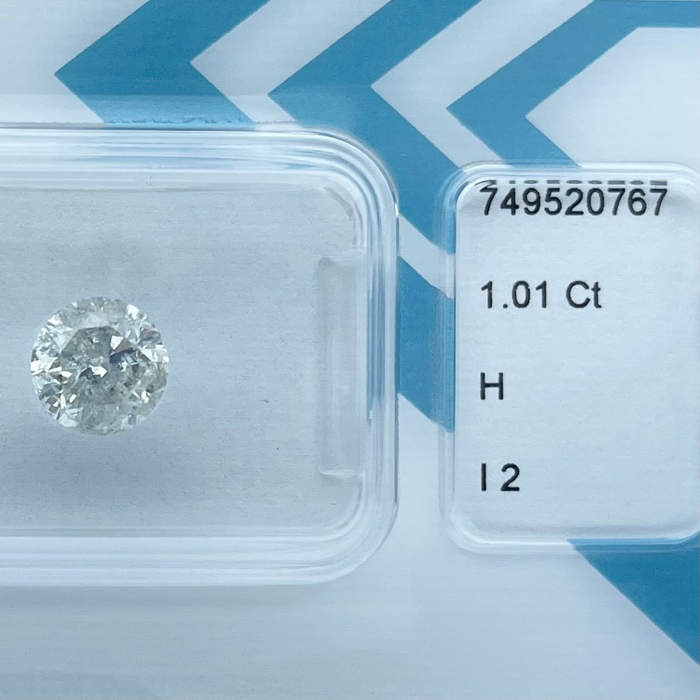 没有保留价 - 1 pcs 钻石  (天然)  - 1.01 ct - 圆形 - H - I2 内含二级 - 国际宝石研究院（IGI） #4.3