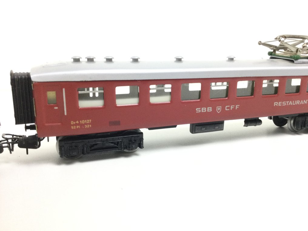 Märklin H0 - 4017/4035/4038 - Επιβατικό τρένο μοντελισμού (3) - Τρία επιβατικά βαγόνια ταχυδρομείου, συμπεριλαμβανομένου ενός εστιατορίου και ενός αποσκευάδικου - SBB-CFF #3.2