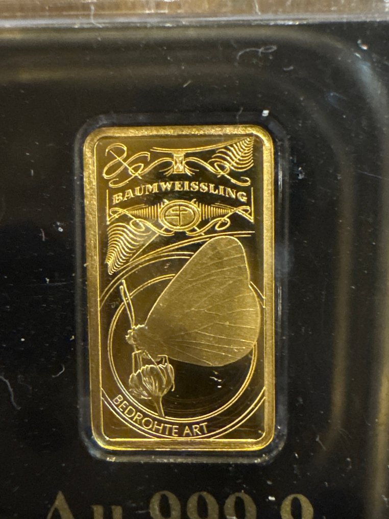 verden. Gold bar Baumweißling  , 1/100 Oz (.999)  (Ingen mindstepris) #1.0