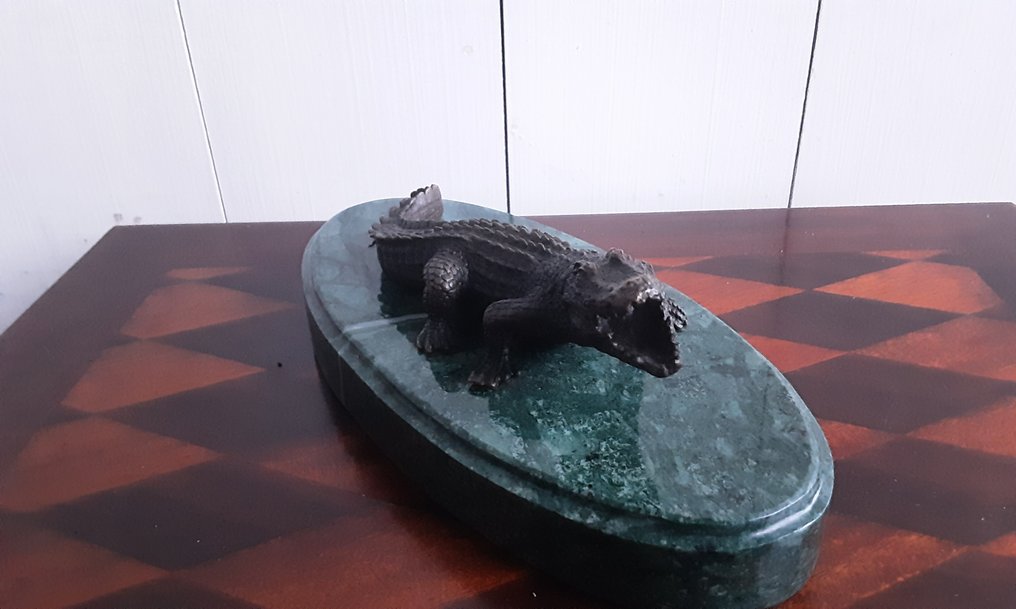 Statue, Krokodil 22cm - 7 cm - bronze marble #3.2