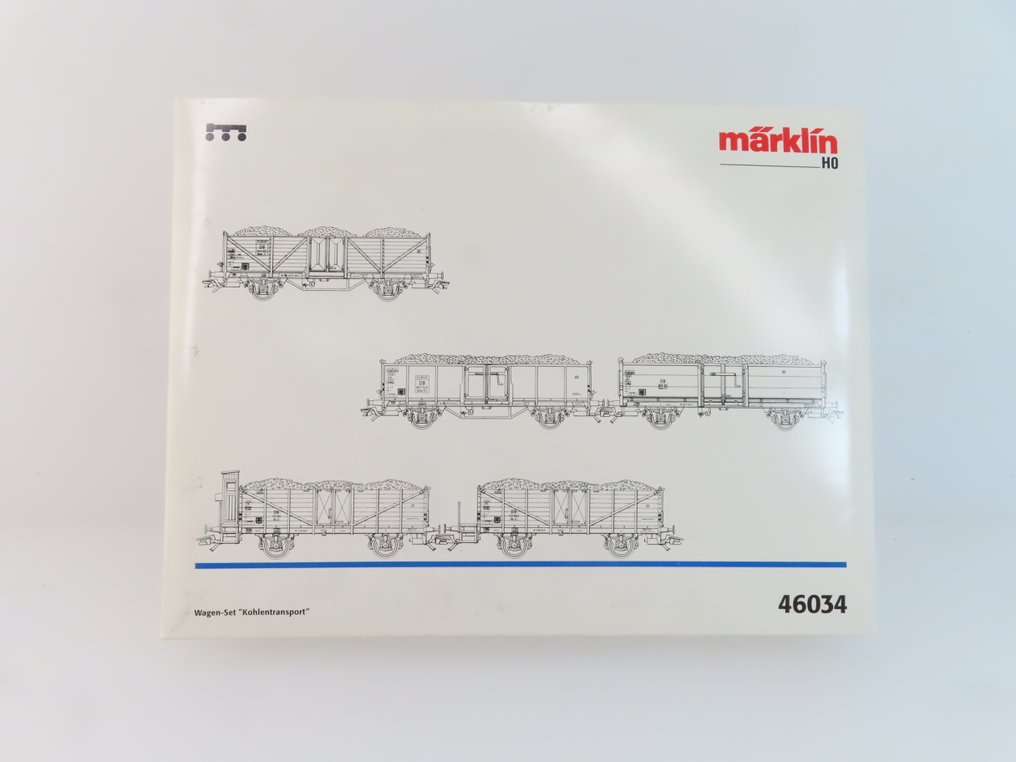 Märklin H0 - 46034 - 模型貨運火車組合 (1) - 五件套货车组，配备两轴高开口货车，带货物。 - DB #2.1