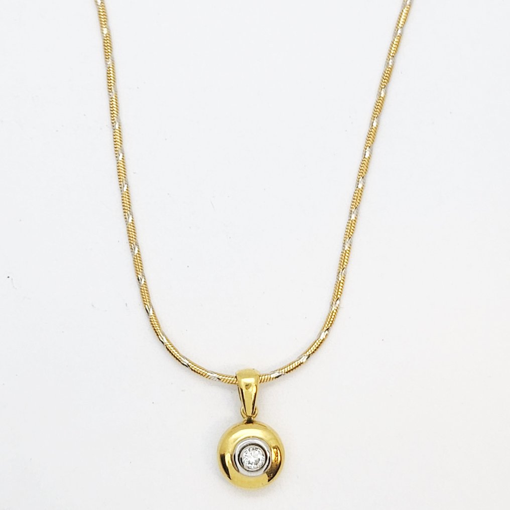 吊坠项链 - 18K包金 白金, 黄金 -  0.16ct. tw. 钻石 (天然)  #2.1