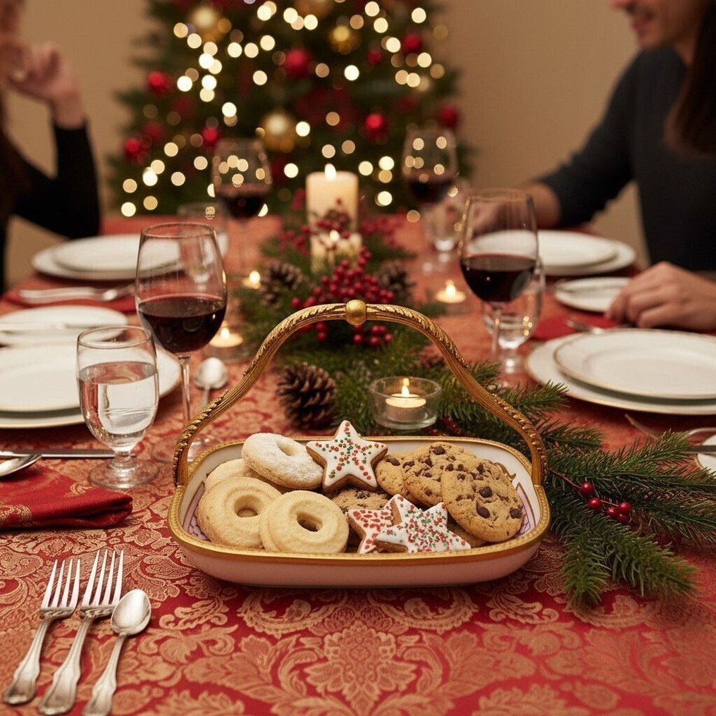 Limoges - Centrepiece - Model 'Hand-painted Biscuit Jar,' with 24K Zecchino Gold details, from the 1970s - Numbered 3331  - Ceramic #1.0