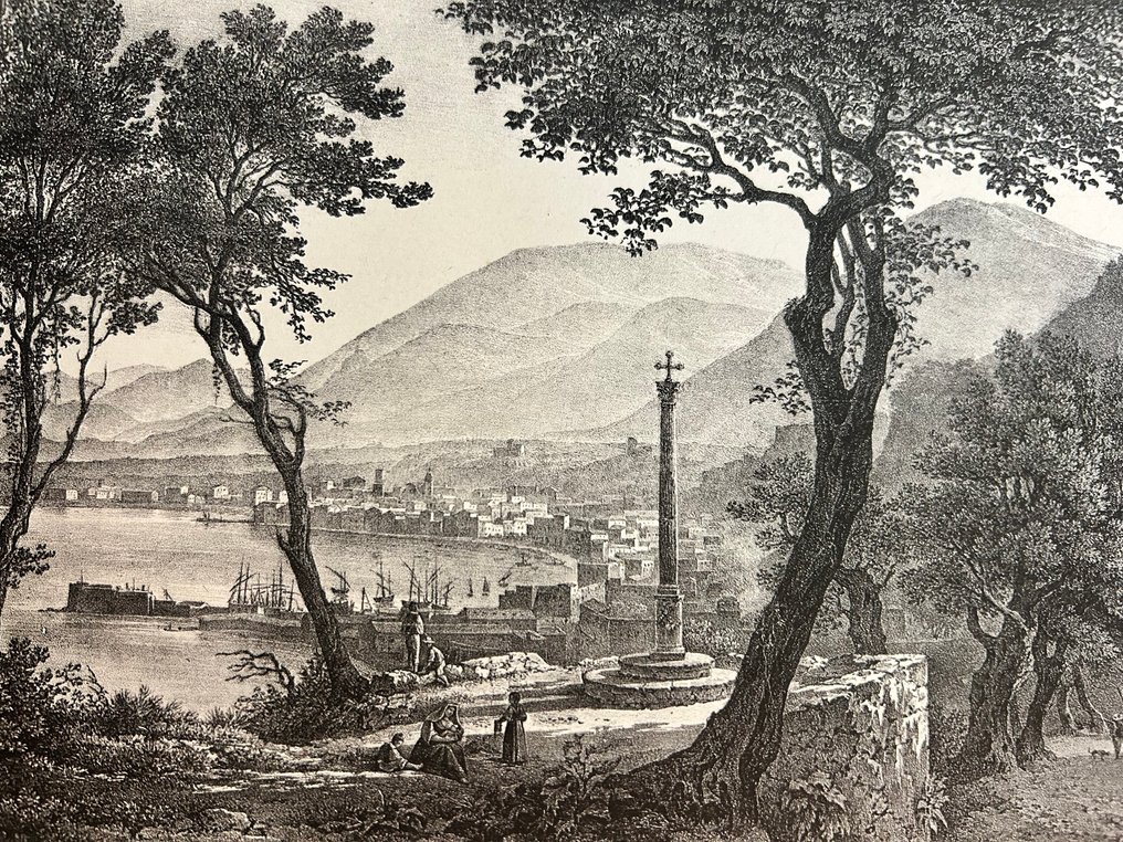 Italy - Campania: Castellammare di Stabia; Domenico Cuciniello (editore e curatore dell’opera) //	Lorenzo Bianchi (disegno) - Veduta di Castellammare, presa dalla Croce di Pozzano (Vue de Castellamare, prise de l’endroit - 1821-1850 #2.1