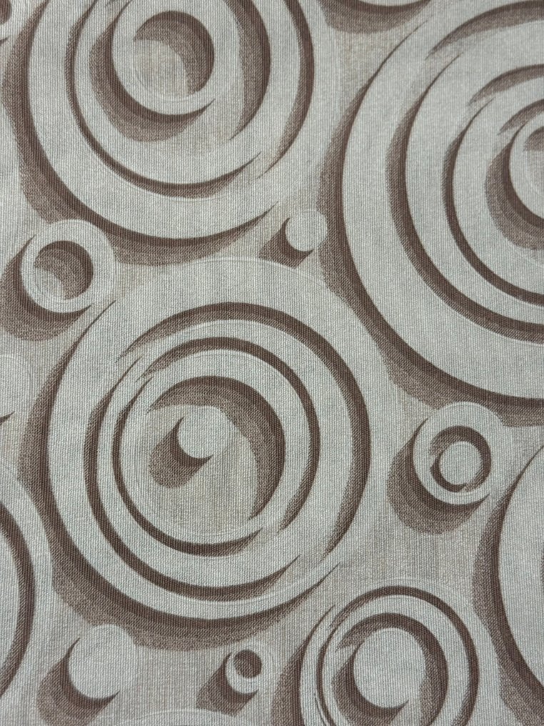 Tissu optique Space Age ovale dans diverses nuances pastel d'orange et de vert sur une base neutre. - Textile  - 2.8 m - 2.48 m #4.3