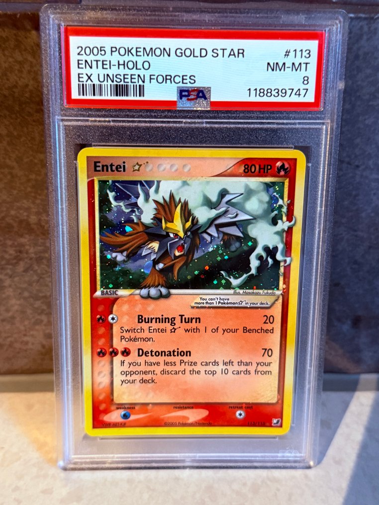 Pokémon - 1 Graded card - Entei #113 Foil - PSA 8 - EX - EX Unseen Forces #1.0