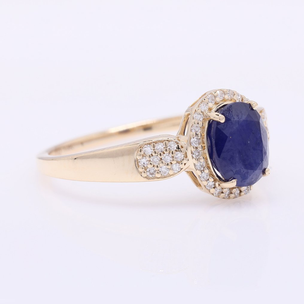 Ingen reservasjonspris - Ring - 14 karat Gull - 1.84ct. tw. Safir - Diamant #1.0