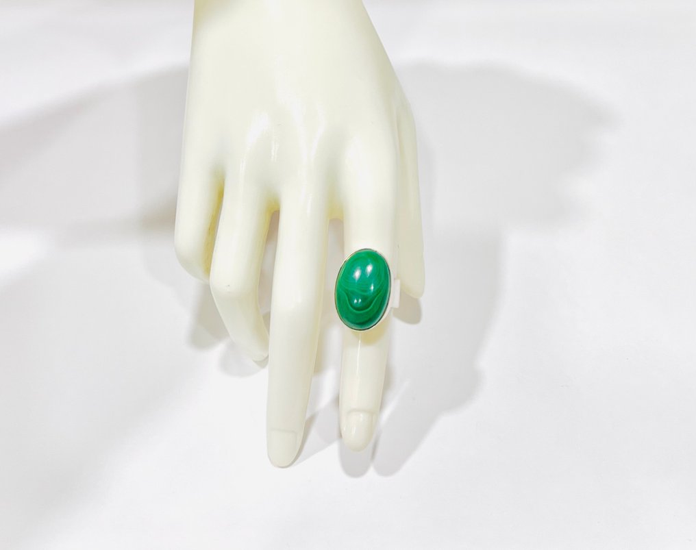 Ingen mindstepris - Ring Sølv - Malachite #3.2