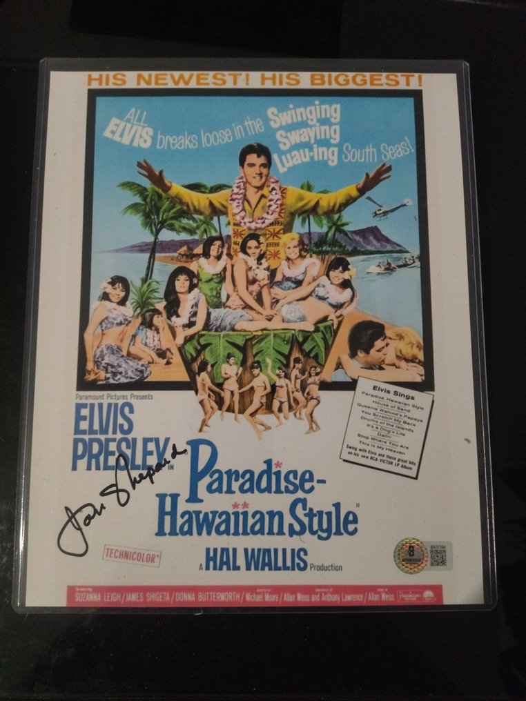 Elvis Presley - Poster, Paradise-Hawaiian Style semnat de Jan Shepard - 1966 - Certificat, Semnat de mână #1.0