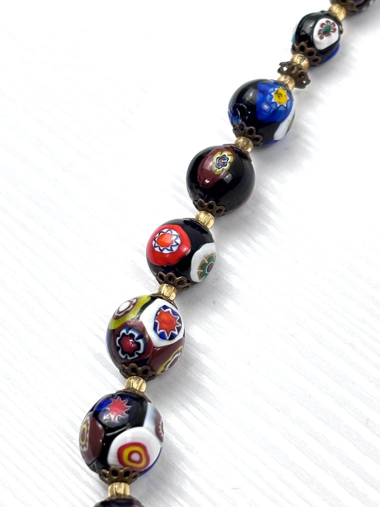 穆拉诺米勒菲奥里玻璃 - 金属 - 頸鏈 #3.2