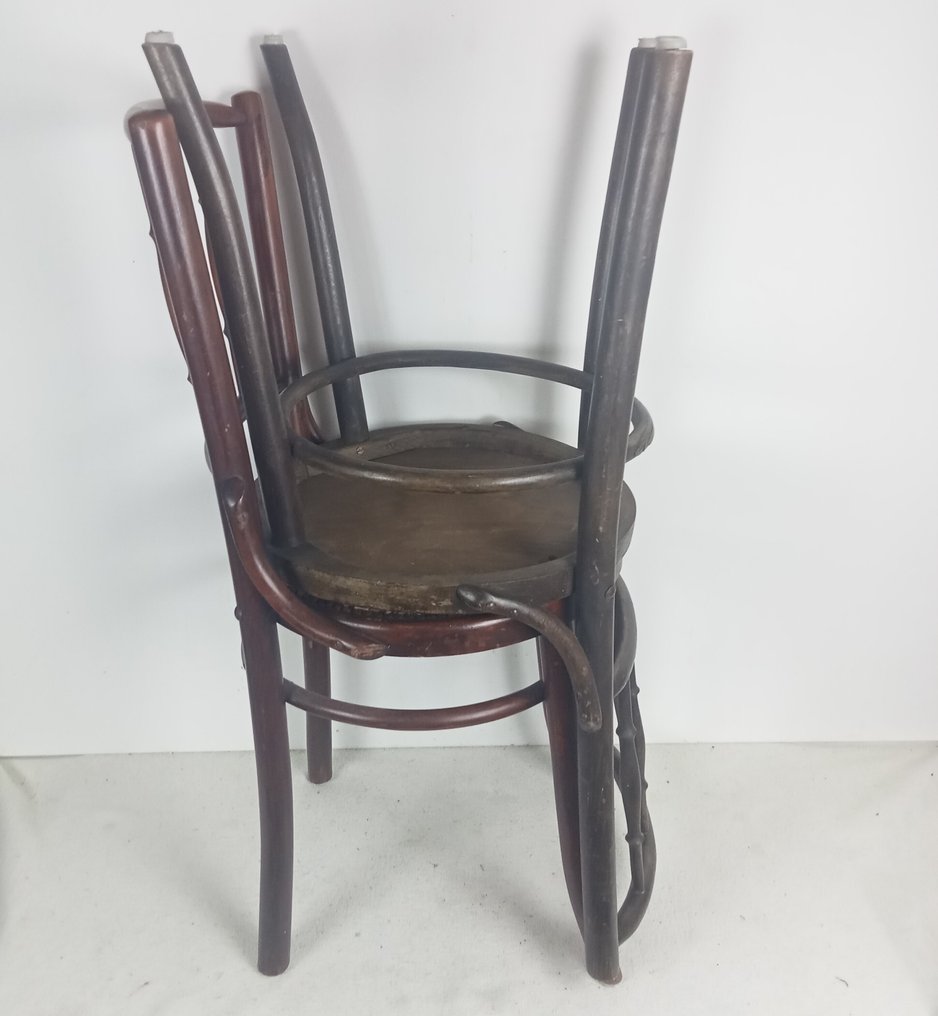 Thonet-stijl - Michael Thonet - Καρέκλα (2) - Με ατμό και καμπυλωτό ξύλο. - Στυλ Thonet, επενδυμένο #1.0