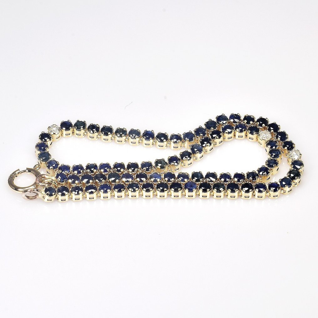 χωρίς τιμή ασφαλείας - Βραχιόλι - 14 καράτια Κίτρινο χρυσό -  2.31ct. tw. Ζαφείρι - Διαμάντι #4.3