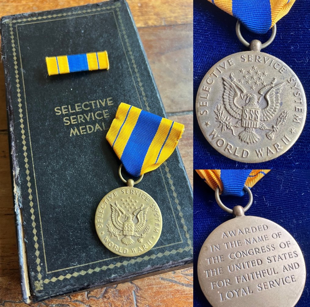 Ηνωμένες Πολιτείες Αμερικής - Σπάνιο μετάλλιο Επιλογής Υπηρεσίας των ΗΠΑ στον Β' Παγκόσμιο Πόλεμο σε αυθεντικό κουτί εμφάνισης + - Στρατιωτικό μετάλλιο - 1945 #1.0