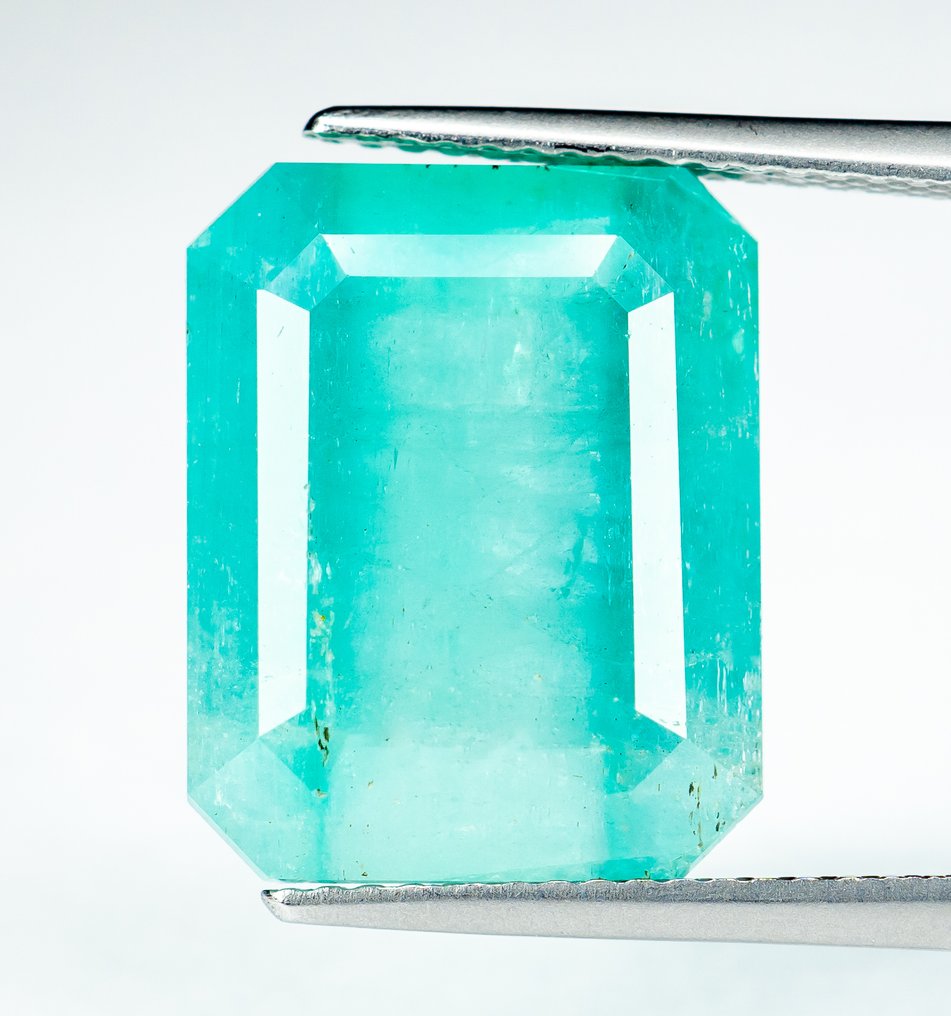 沒有保留價 祖母綠  - 11.12 ct - Bellerophon Gemlab - 蓝绿色（轻微油） #1.0