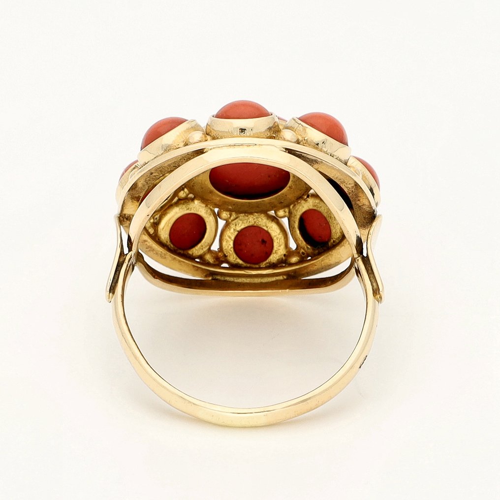 Ring - 14 karat Gulguld - Blodkoraller #3.2
