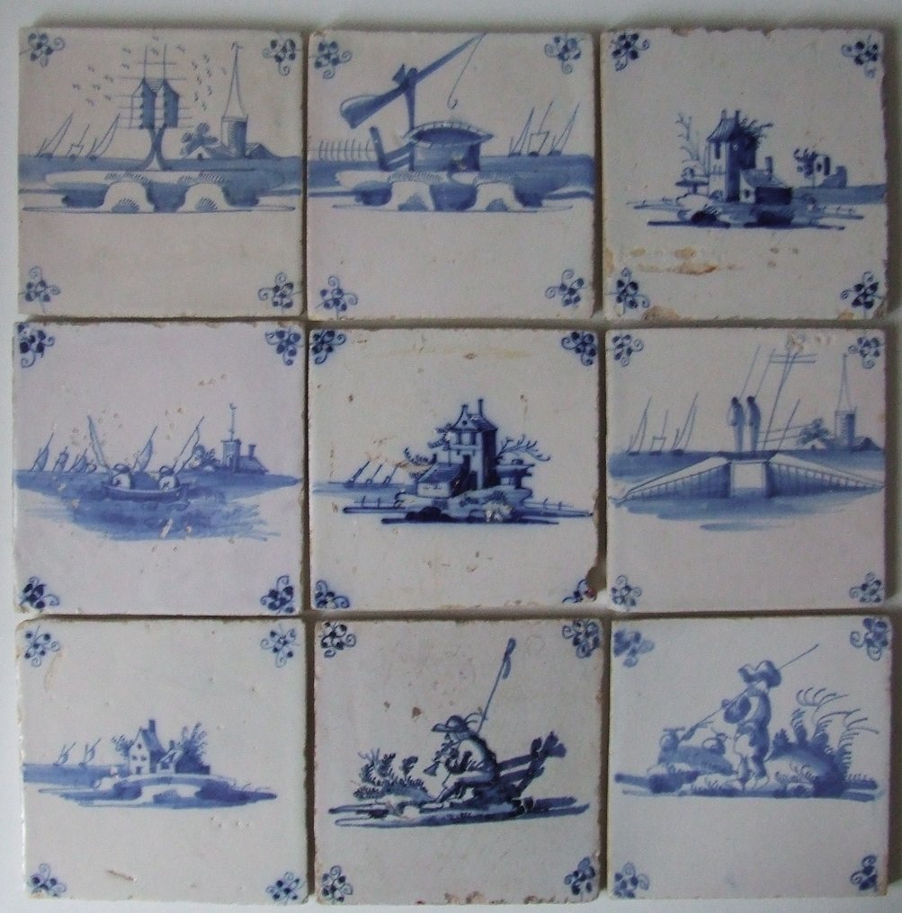  Πλακάκι (9) - 9 τεμάχια τοπικά πλακάκια - 1700-1750  #1.0