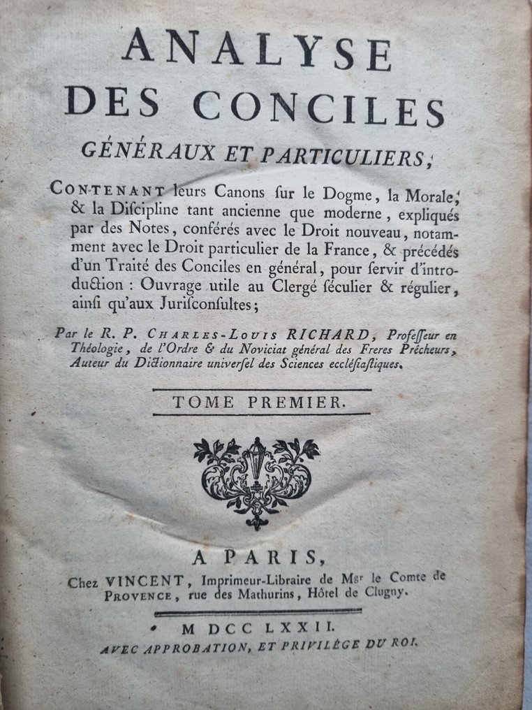 Charles-Louis Richard - Analyse des conciles - 1772-1773 #1.0
