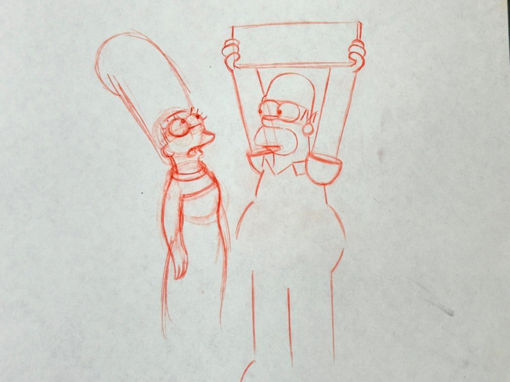 Gracie Films - 荷马和玛吉·辛普森的原始动画画作，已认证 - The Simpsons #4.3