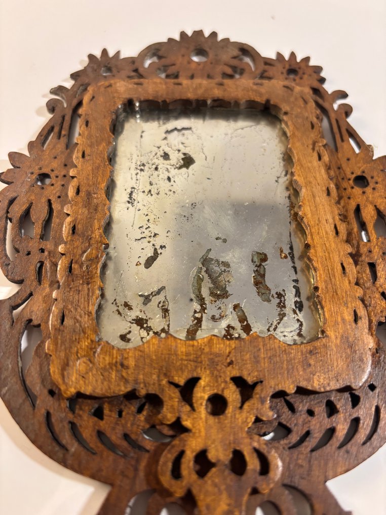 Hand mirror  - Wood - Perforated Wood #1.0