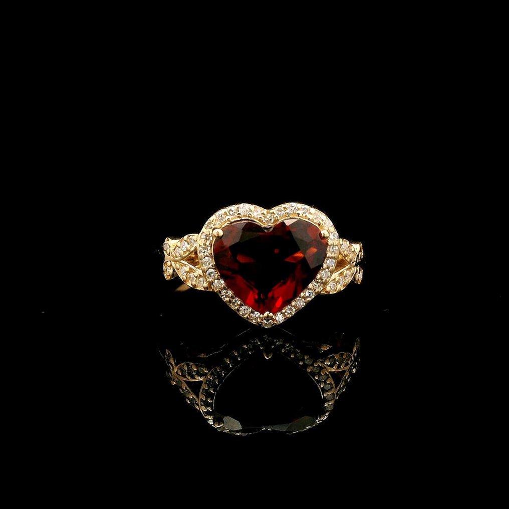 没有保留价 - 戒指 - 14K包金 黄金 - 2.13ct. tw. 石榴石 - 钻石 #3.2