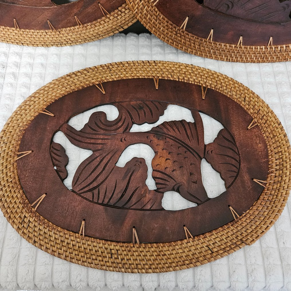 Δίσκος σερβιρίσματος - τραπεζομάντηλα - Rattan, Ξύλο #2.1