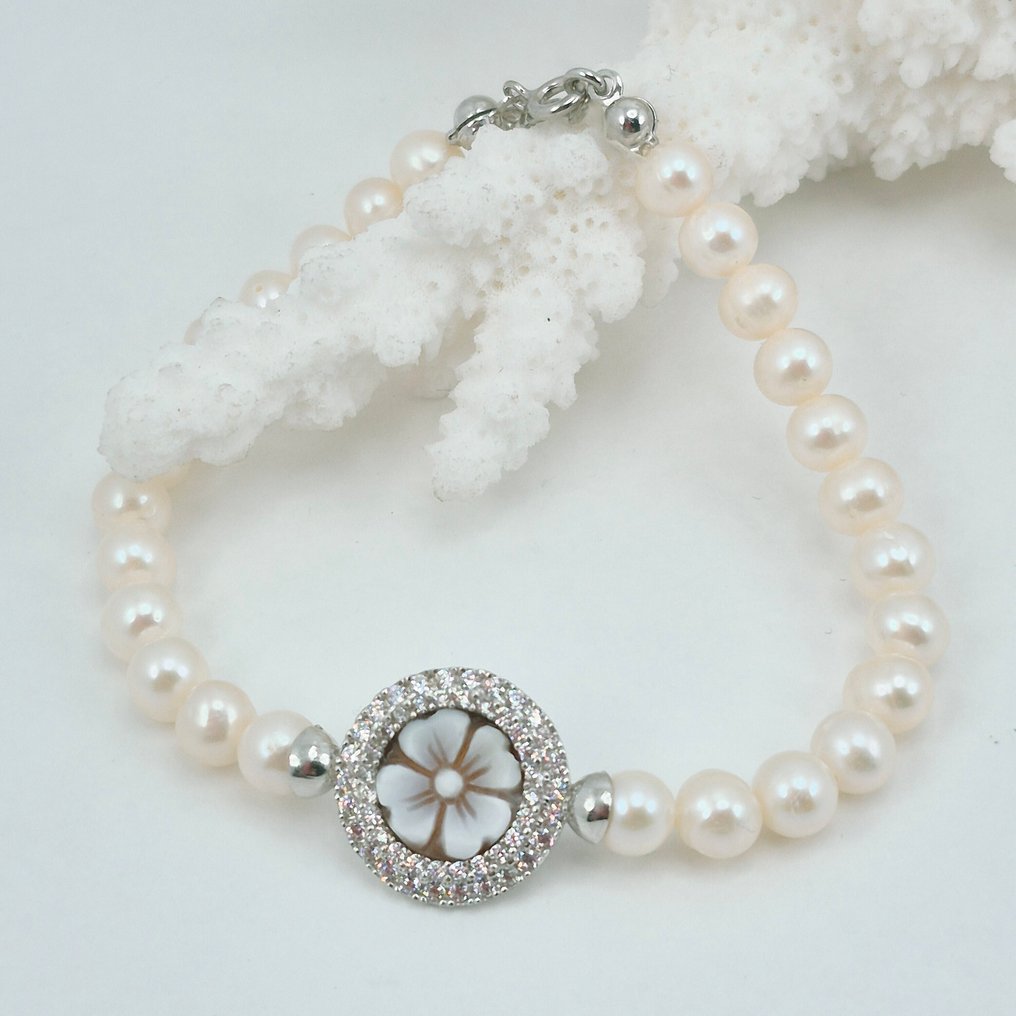 Sølv - Armbånd - Perle og kamé #1.0
