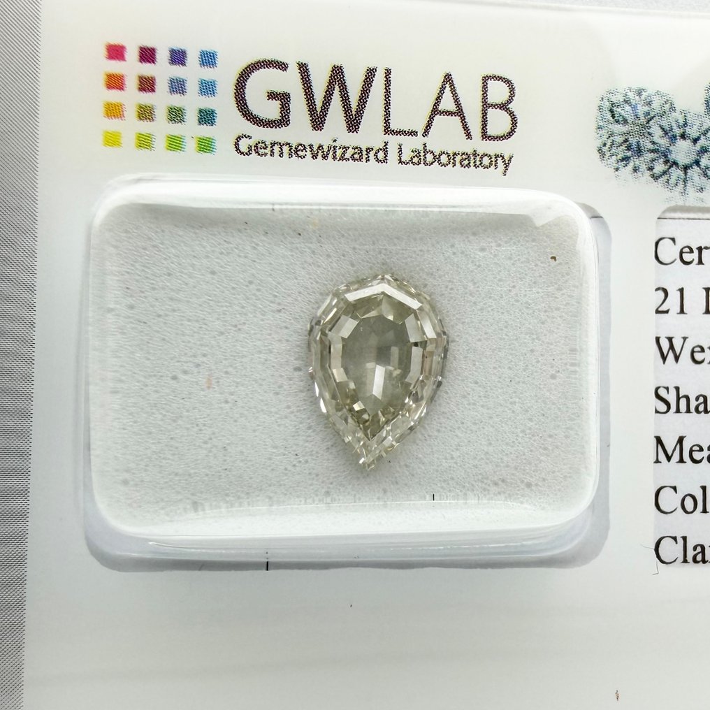 χωρίς τιμή ασφαλείας - 1 pcs Διαμάντι  (Φυσικό)  - 1.86 ct - Αχλάδι - J - VS2 - Gemewizard Gemological Laboratory (GWLab) #3.2