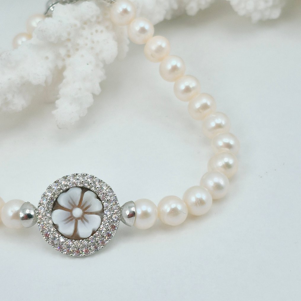 Sølv - Armbånd - Perle og kamé #1.0