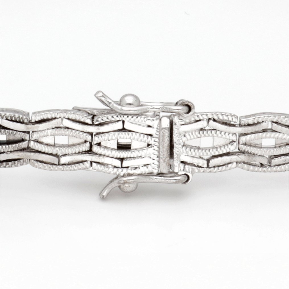 Βραχιόλι - 14 καράτια Λευκός χρυσός Διαμάντι (Φυσικό)  #4.3