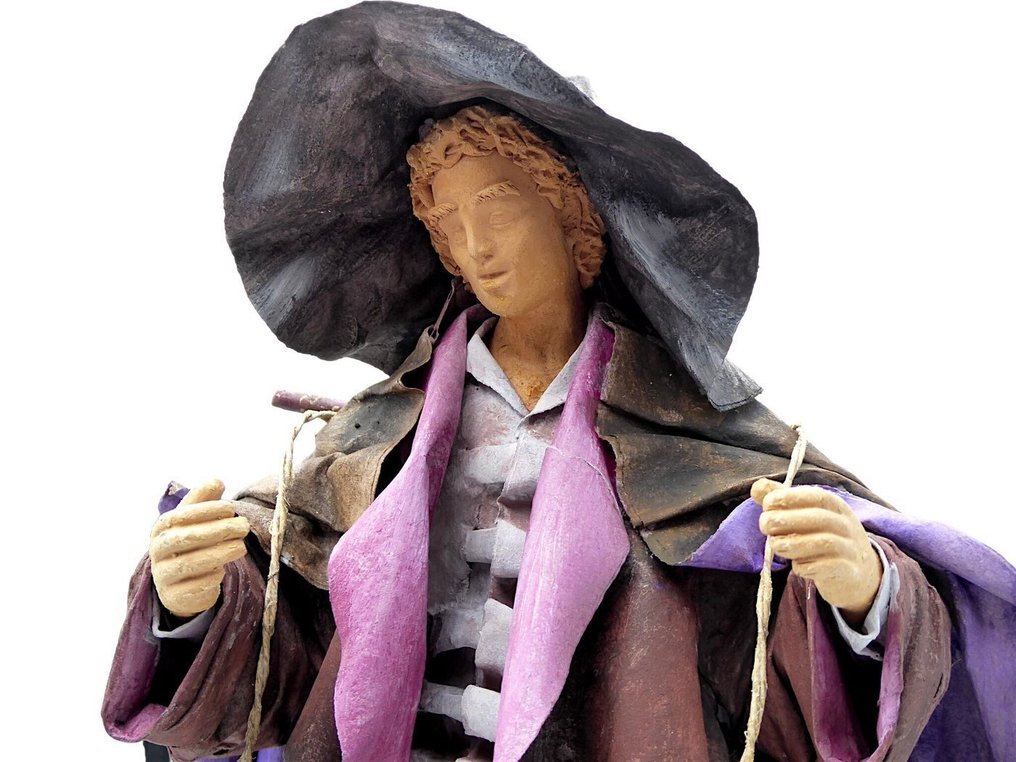 I Messapi - B & C Piemontese - Skulptur, Personaggio del Presepe "Pastore con Anfore" - 36 cm - Cartapesta - 1996 #2.1