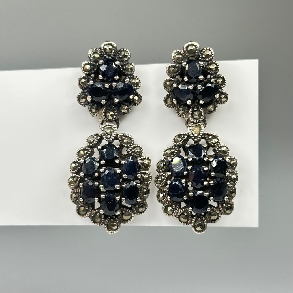 Ohne mindestpreis - Ohrringe Silber Saphir #3.2