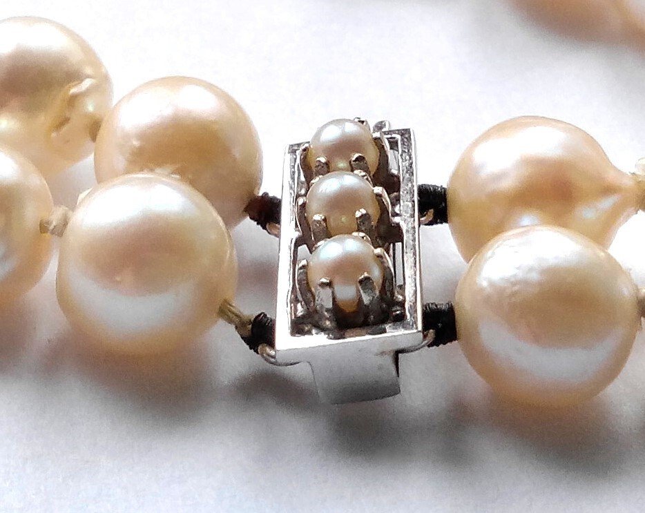 Βραχιόλι 750 / 18 kt λευκόχρυσο - Akoya μαργαριτάρια Barock - 2-ριχ #3.2