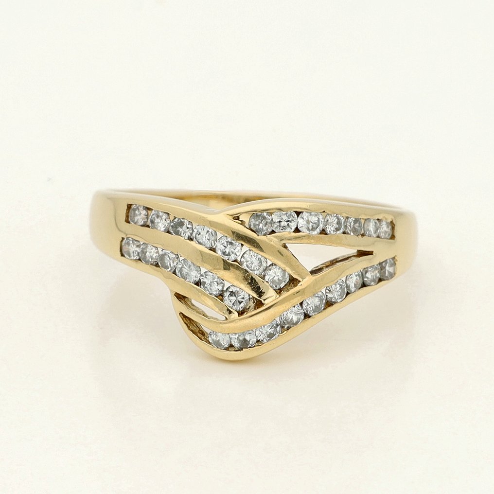 Ring - 18 kraat Gulguld Diamant (Natur)  #1.0