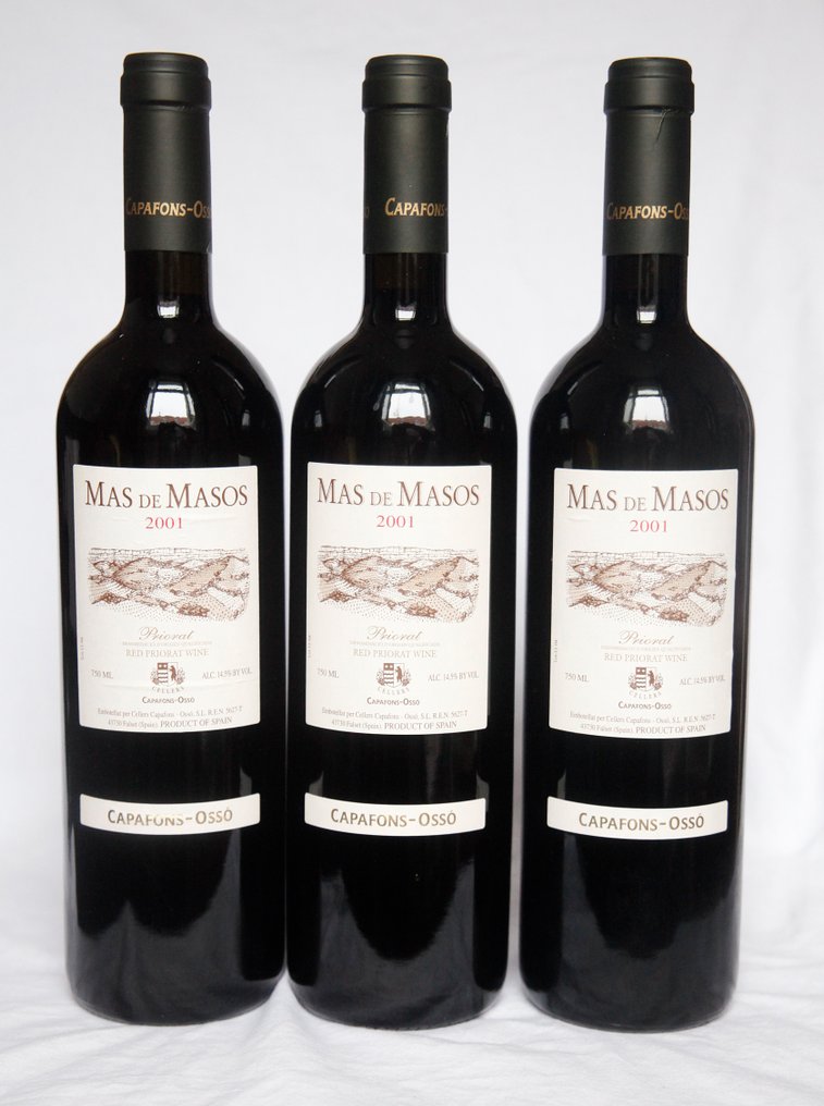 2001 Capafons-Osso, Mas de Masos - Priorat - 3 Flaskor (0,75L) #1.0
