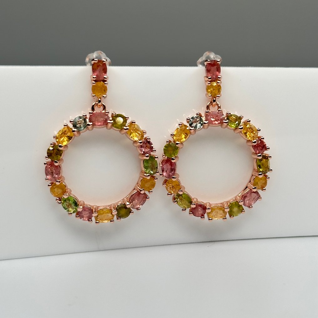 Senza prezzo di riserva - Orecchini 925 Silver Tormalina #3.2