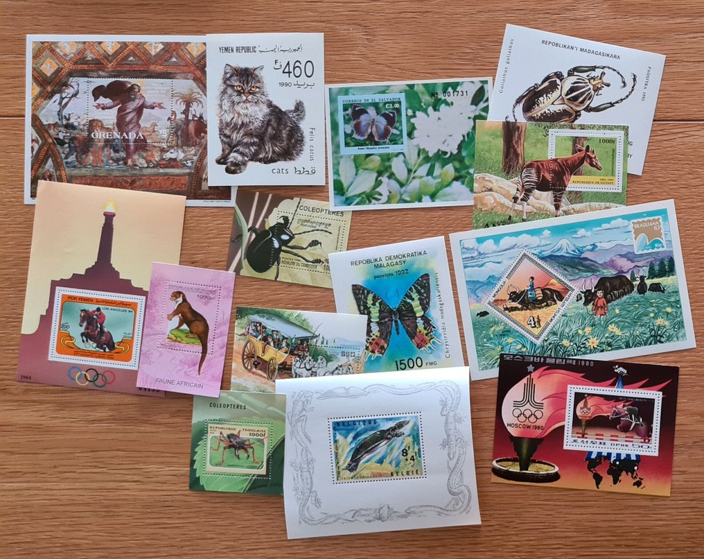 Κόσμος  - Συλλογή γραμματοσήμων ζώων σε μπλοκ σε 43 φωτογραφίες, πολλά από τις Αγγλικές Αποικίες. #1.0