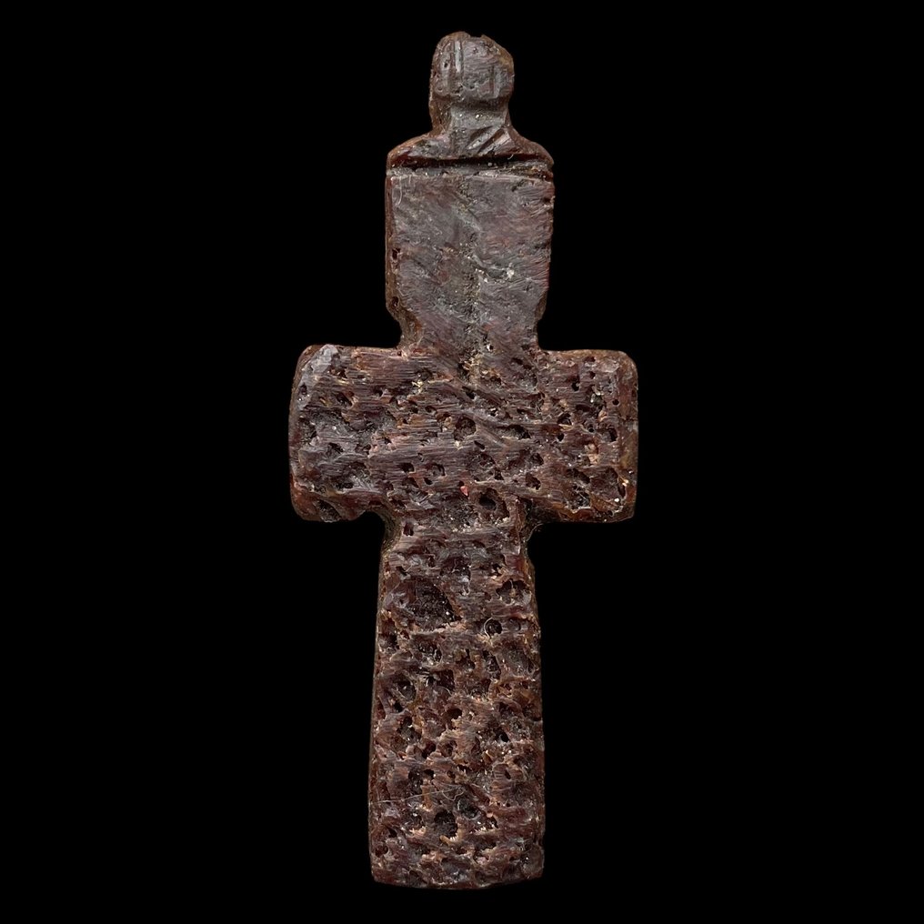 拜占庭时期 罕见的中世纪骨骼十字吊坠 十字架 - 59 mm  (没有保留价) #1.0
