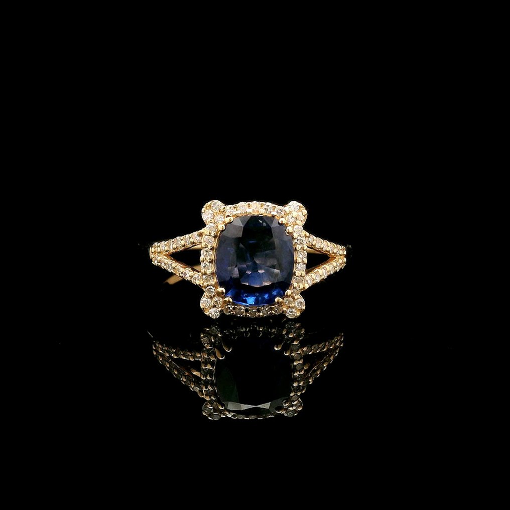 沒有保留價 - 戒指 - 14 克拉 黃金 - 1.49ct. tw. 藍寶石 - 鉆石 #4.3