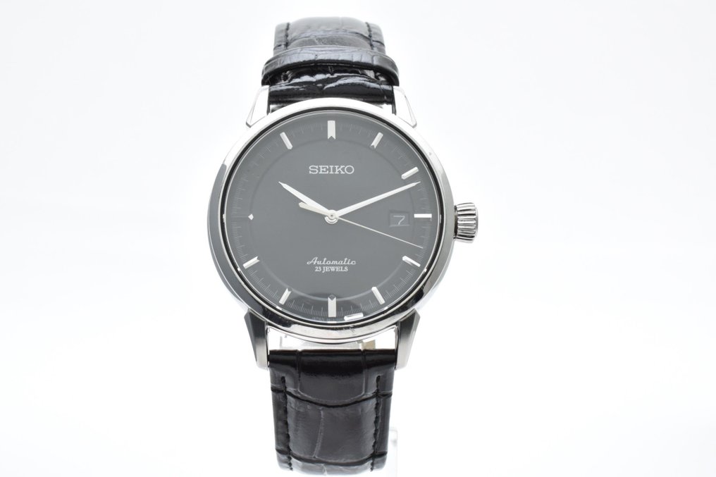 Seiko - Seiko Automatic Classic Dress Watch 23 Jewels Black Dial Leather Strap - Ingen reservasjonspris - 6R15-02Y0 - Herre - 2000-2010  #3.2